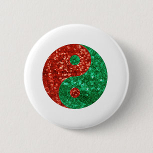 christmas yin yang 6 cm round badge