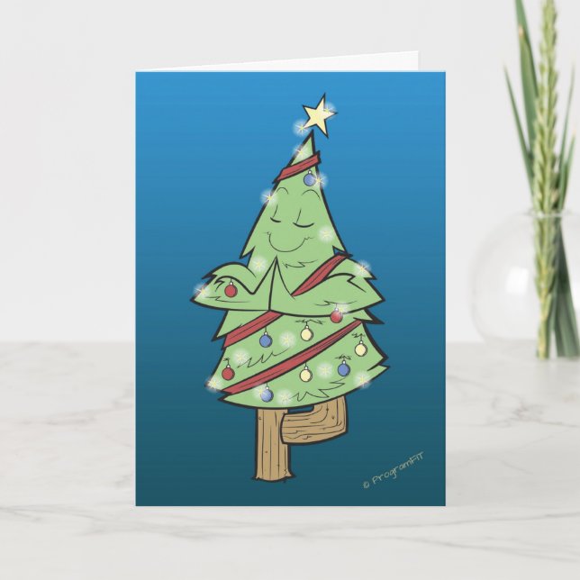 Christmas - Yoga Tree Pose Holiday Card (Front)