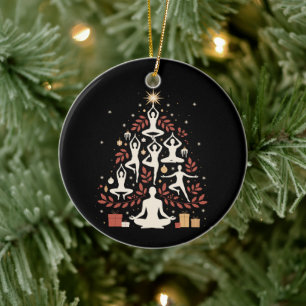 Christmas Yoga Tree Pose Meditation Xmas Holiday Ceramic Tree Decoration