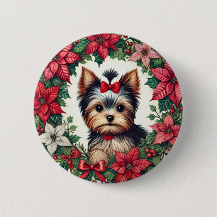 Christmas Yorkie                                   6 Cm Round Badge