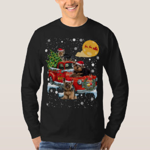 Christmas Yorkie Dog With Vintage Red Truck Funny  T-Shirt