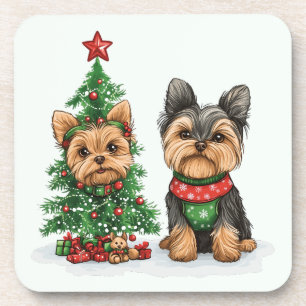 Christmas Yorkie Dogs Coaster
