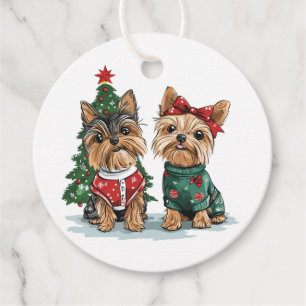 Christmas Yorkie Dogs Favour Tags