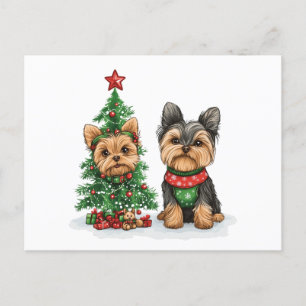 Christmas Yorkie Dogs Holiday Postcard