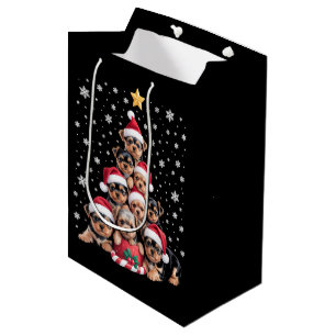 Christmas Yorkie Dogs Lover Tree Xmas Pet Animal Medium Gift Bag