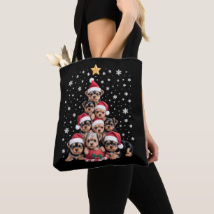 Christmas Yorkie Dogs Lover Tree Xmas Pet Animal Tote Bag