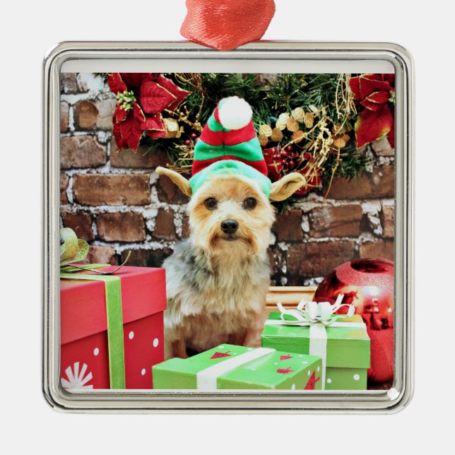 Christmas - Yorkie - Vinnie #32 Metal Tree Decoration (Front)
