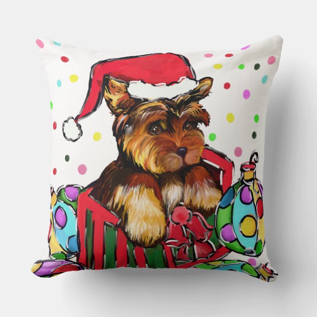 CHRISTMAS YORKIES CUSHION (Front)