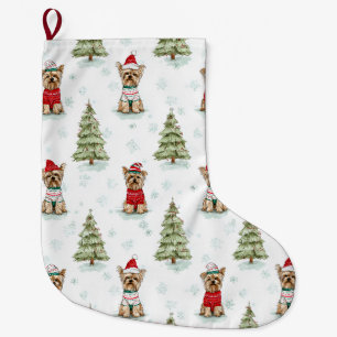 Christmas Yorkies Dog Large Christmas Stocking