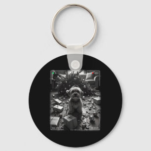 Christmas Yorkshire Terrier Caught On Camera Key Ring