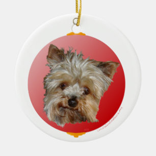 Christmas Yorkshire Terrier Ceramic Tree Decoration