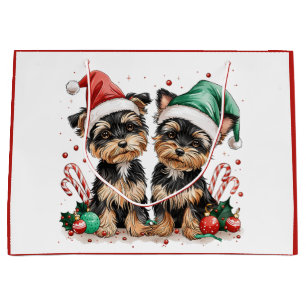 Christmas Yorkshire Terrier Dogs Large Gift Bag