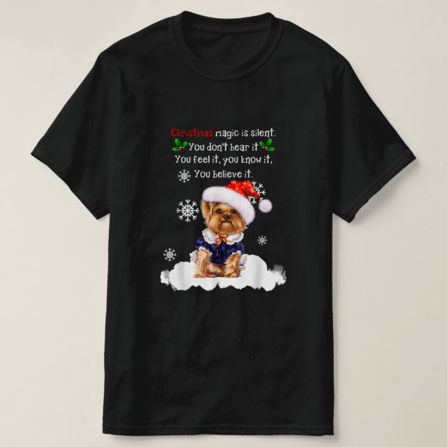 Christmas Yorkshire Terrier Funny Yorkie Puppy T-Shirt (Design Front)