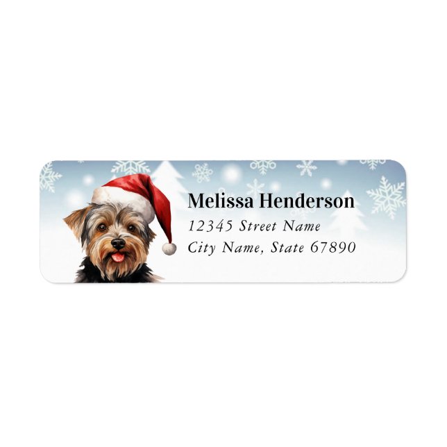 Christmas Yorkshire Terrier Return Address Label (Front)