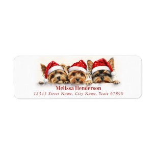 Christmas Yorkshire Terrier Return Address Label