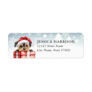 Christmas Yorkshire Terrier Return Address Label