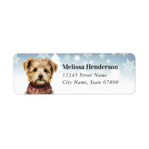 Christmas Yorkshire Terrier Return Address Label