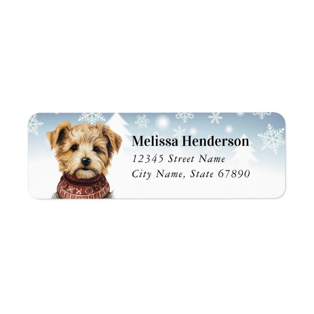 Christmas Yorkshire Terrier Return Address Label (Front)