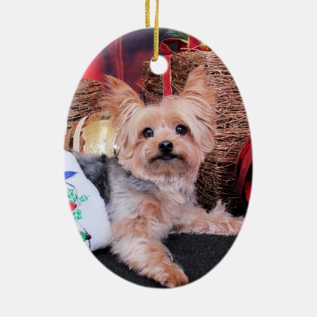 Christmas - Yorkshire Terrier - Vinnie Ceramic Tree Decoration (Back)