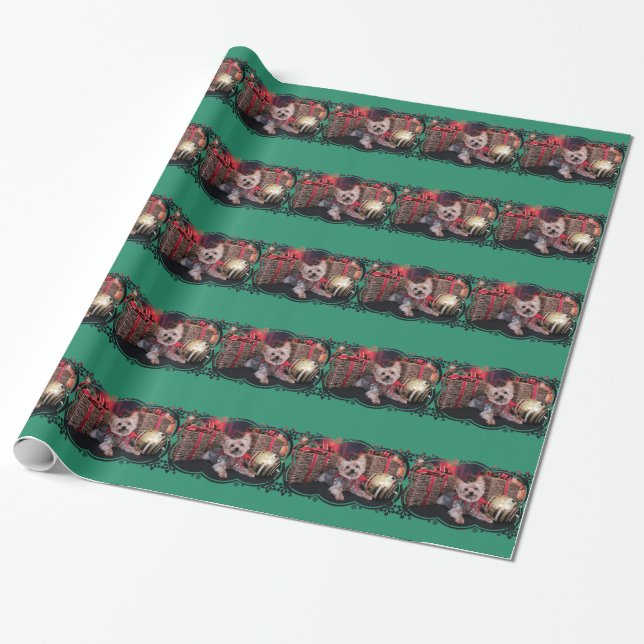 Christmas - Yorkshire Terrier - Vinnie Wrapping Paper (Unrolled)
