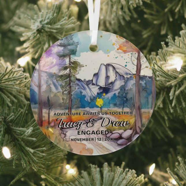 Christmas Yosemite Outdoor MaximalistCouple Engage Glass Tree Decoration (Insitu)