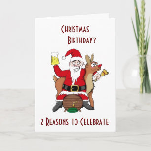 CHRISTMAS & YOUR BIRTHAY=GET THIS PARTY STARTED HOLIDAY CARD