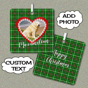 Christmas your pet photo red green metal tree decoration