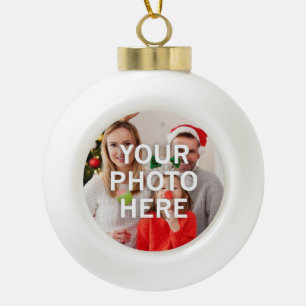 Christmas Your Photo Here Ceramic Ball Christmas Ornament