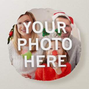 Christmas Your Photo Here Round Cushion