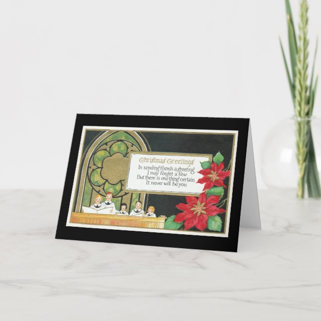 Christmas Youth Choir, Church, Poinsettia Holiday Card (Front)