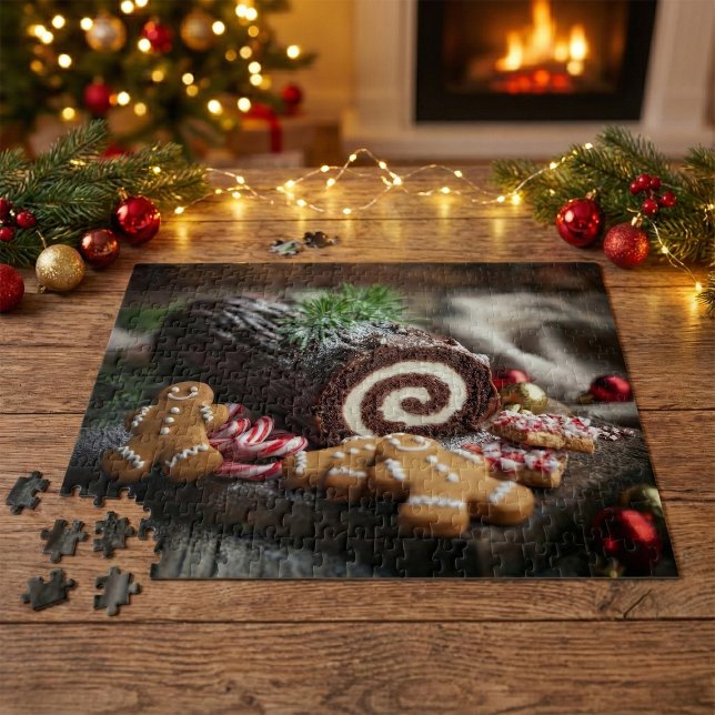 Christmas Yule Log Dessert Scene Jigsaw Puzzle (Creator Uploaded)