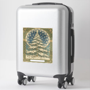 Christmas Yule Tree Snowflakes and Stars Art Nouve