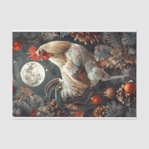Christmas Yuletide Rooster & Moon Decoupage  Tissue Paper