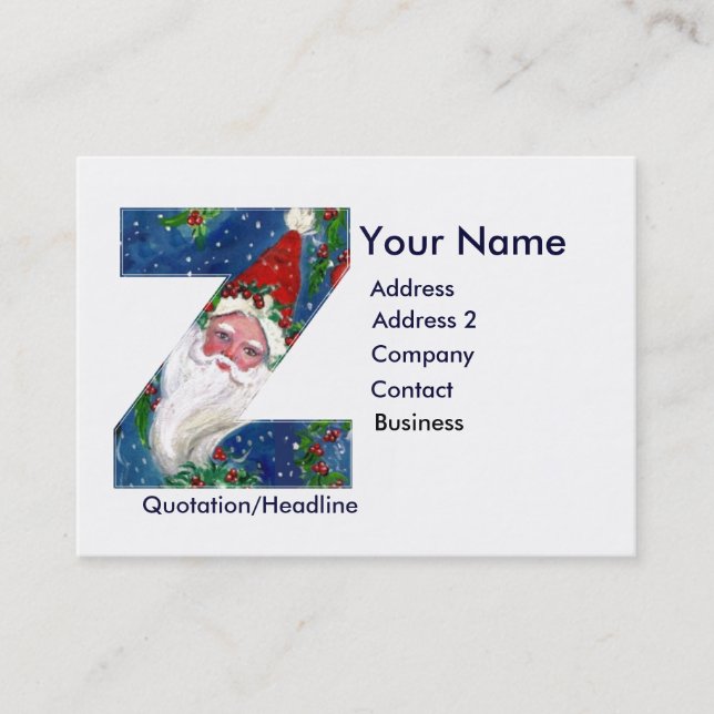 CHRISTMAS Z LETTER / SANTA CLAUS WITH RED RIBBON BUSINESS CARD (Front)