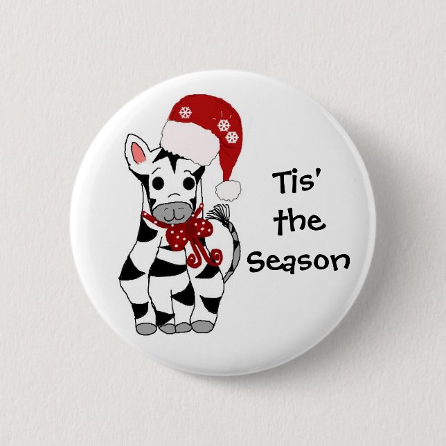 Christmas Zebra 6 Cm Round Badge (Front)