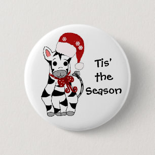 Christmas Zebra 6 Cm Round Badge