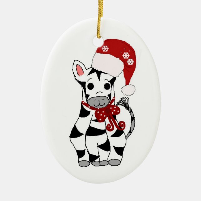Christmas Zebra Ceramic Tree Decoration (Front)