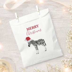 Christmas Zebra Funny Animal with Santa Hat Favour Bags