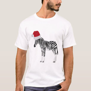 Christmas Zebra Funny Animal with Santa Hat T-Shirt