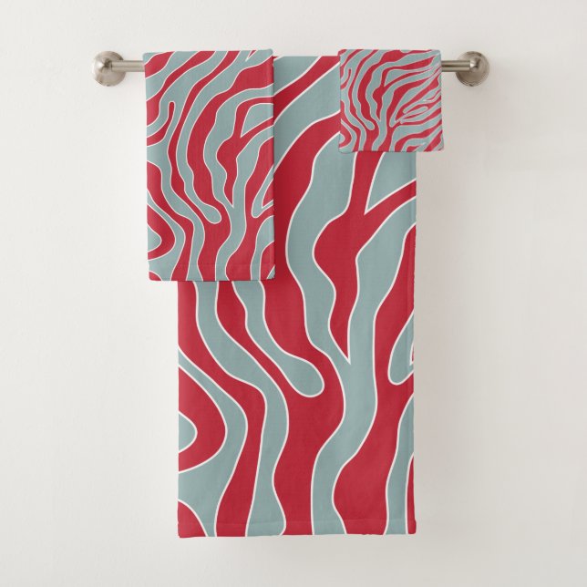 Christmas Zebra Print Wild Animal Print Pattern Bath Towel Set (Insitu)