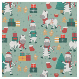 christmas zebra santa winter holiday ugly xmas fabric