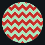 Christmas Zigzag Classic Round Sticker<br><div class="desc">Alternating rows of red and mint green zigzags separated by fine white borders make up this bold geometric pattern. The red and green design is a stylish look for Christmas. 

 

 Digitally created image. 
 Copyright © 2013 Claire E. Skinner. All rights reserved.</div>
