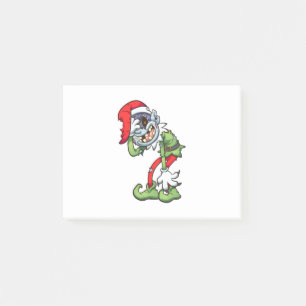 christmas zombie elf with evil smile post-it notes