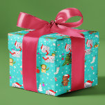 Christmas Zoo Animals In Cobalt Teal Wrapping Paper<br><div class="desc">This festive Christmas themed paper features adorable zoo animals celebrating Christmas on a background in Cobalt Teal. A perfect gift paper for a child who loves all zoo animals.</div>
