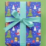 Christmas Zoo Animals In Sky Blue Wrapping Paper<br><div class="desc">This festive Christmas themed paper features adorable zoo animals celebrating Christmas on a background in sky blue. A perfect gift paper for a child who loves all zoo animals.</div>