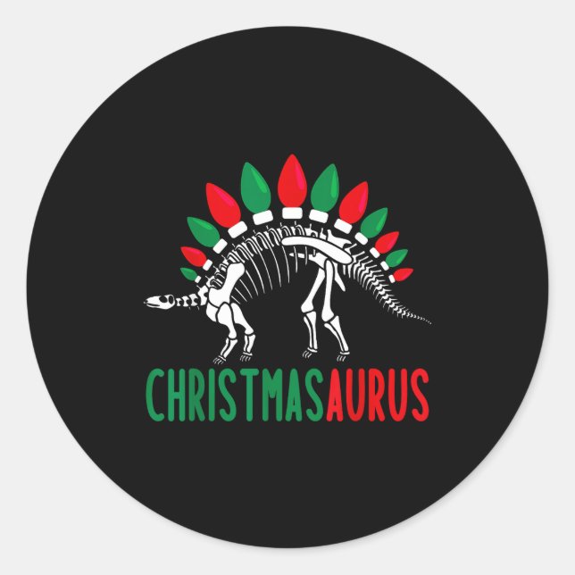 Christmasaurus Cute Christmas Dinosaur Tree Rex Di Classic Round Sticker (Front)