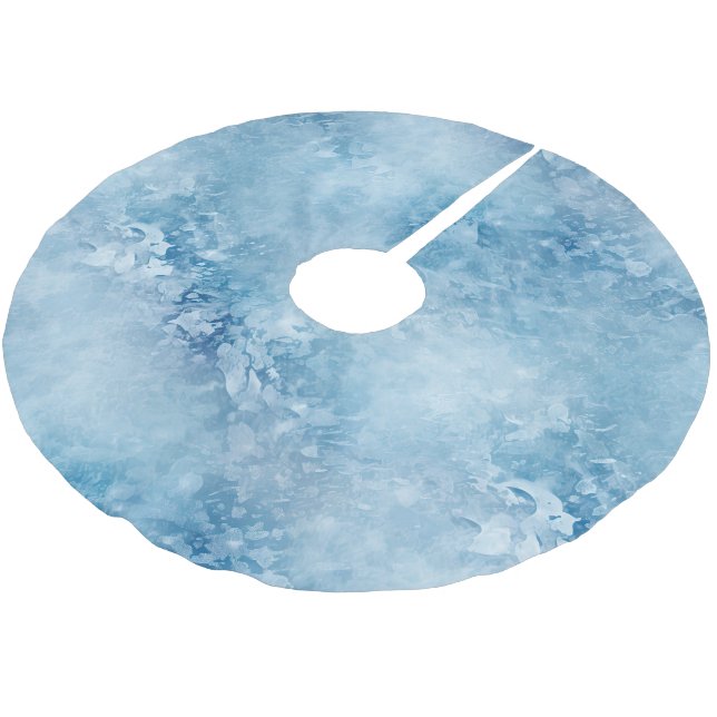 ChristmasBlue Snowflakes Brushed Polyester Tree Skirt (Angled)