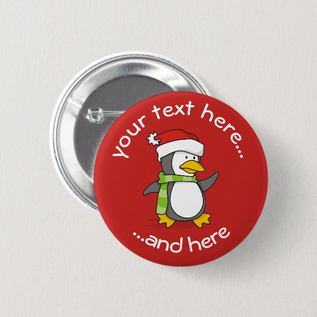 ChristmasChristmas penguin sitting with snow balls 6 Cm Round Badge (Front & Back)