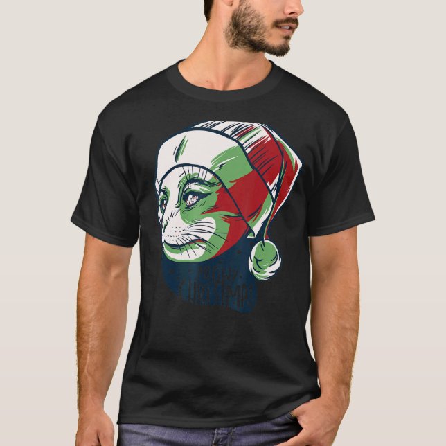Christmask Cat Meowy Catmas Men Women T-Shirt (Front)