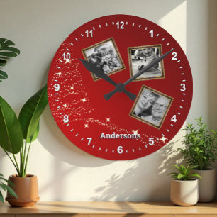Christmass family photo Clock / personalised